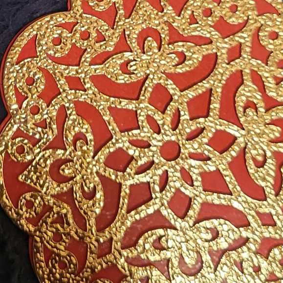 Red&Gold color Bold Earrings - Picture 2 of 2